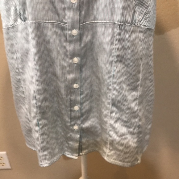Worthington Striped Cotton Blend Blouse Button Front Short Sleeves Round Hem-2X - Picture 7 of 13